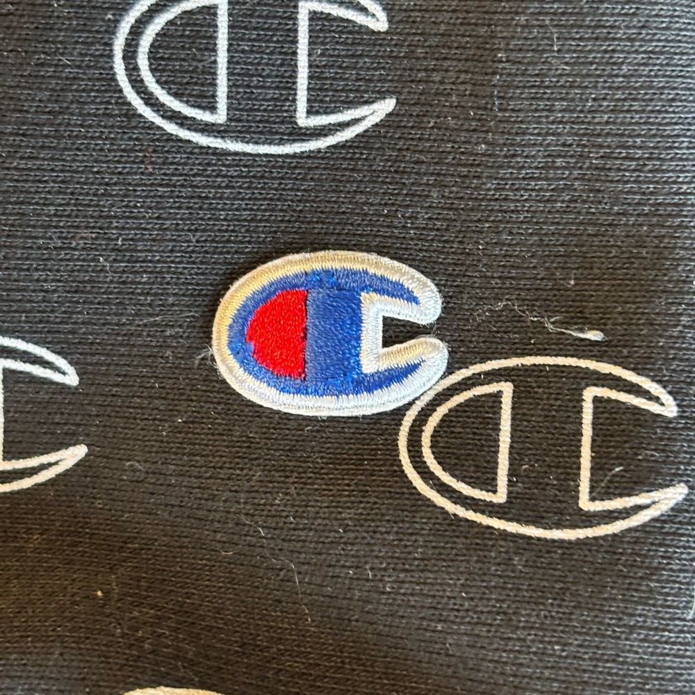 Champion Black Hoodie with All-Over Logo - Picture 6 of 8